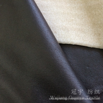 Polyester Suede Leather Fabric with Sheep Fleece Backing